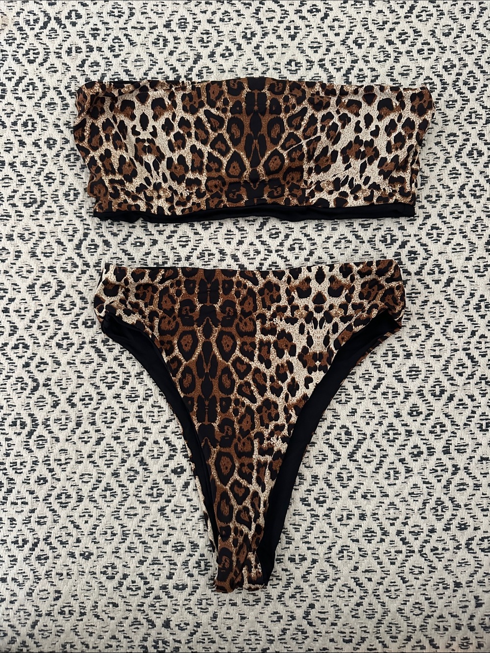 437 Leopard Print Bandeau Bikini Set